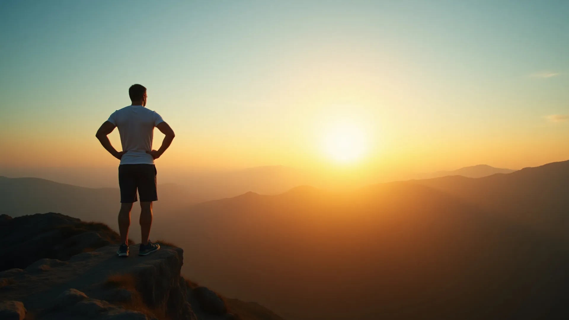 Person confidently looking towards a vibrant horizon, symbolizing future well-being and growth
