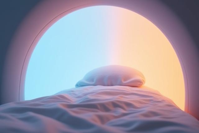 Interior of a futuristic meditation and light therapy pod